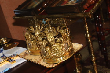 gold crown in the temple. wedding