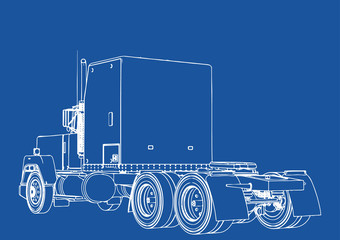 truck drawing on blue background vector