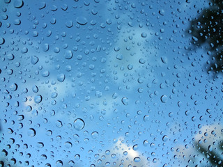 water drops on blue background