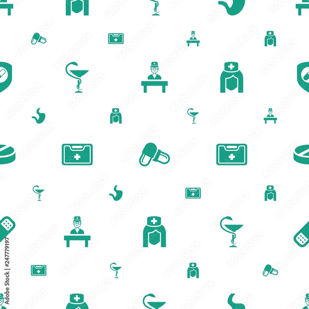 Sticker hospital icons pattern seamless white background