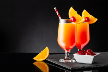 Refreshing tequila sunrise cocktails