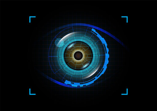Futuristic eye detection technology concept with binary code vector illustration