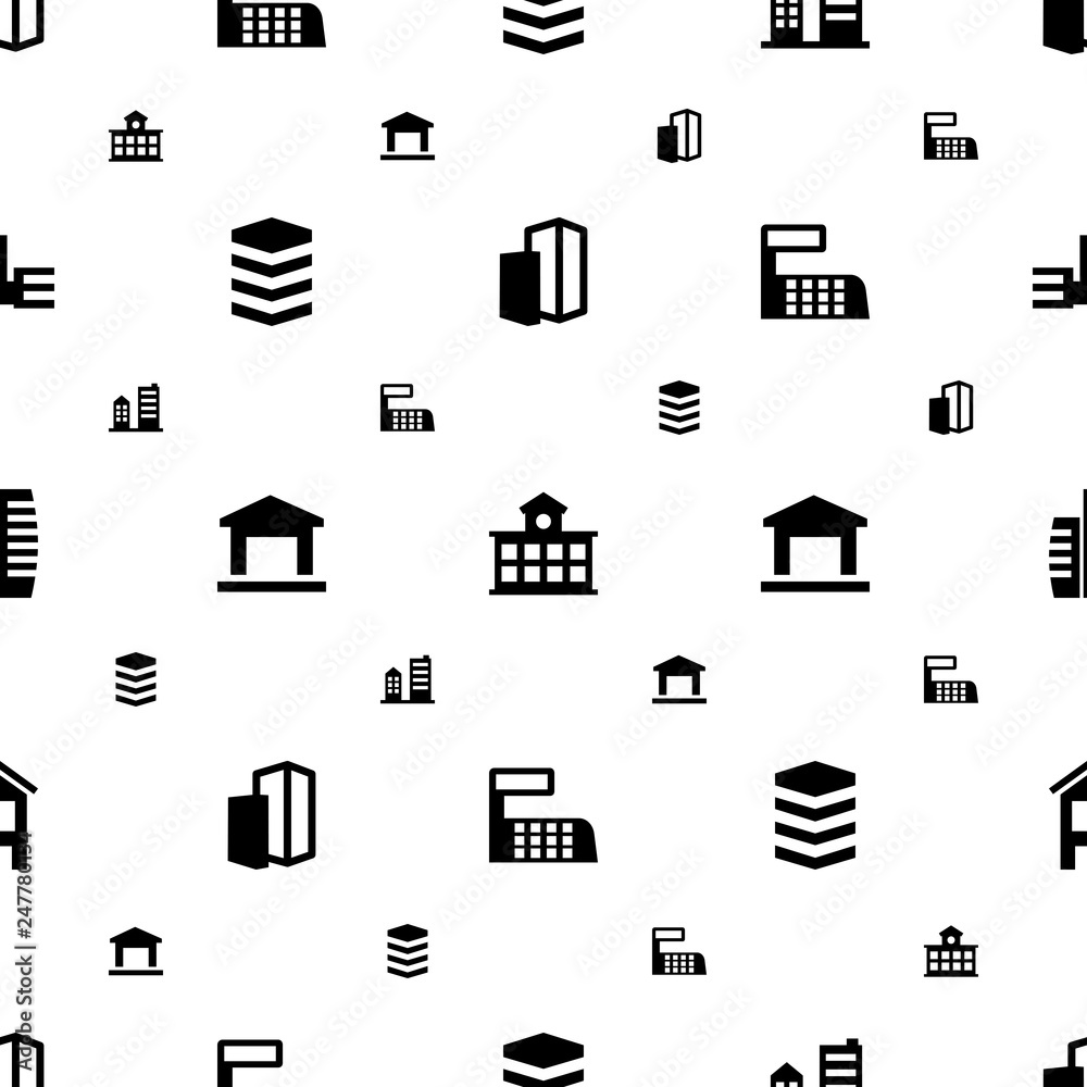Poster buildings icons pattern seamless white background