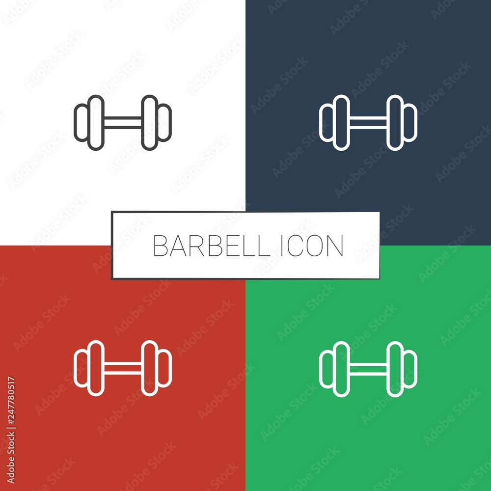 Poster barbell icon white background