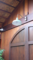 White ceramic basin and mirror in the country stye bathroom