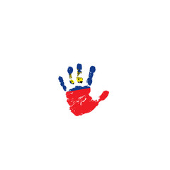 liechtenstein flag and hand on white background. Vector illustration