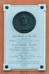 targa commemorativa a Antonio Barezzi mecenate di Giuseppe Verdi