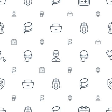 Nurse Icons Pattern Seamless White Background