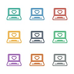 laptop with heart icon white background