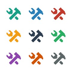 hummer and wrench icon white background