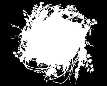 Wreath Inspired Decorative Black & White Photo Frame. Type Text Inside, Use as Overlay or for Layer / Clipping Mask