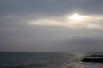 Fototapeta na wymiar View of sky and sea few minutes before storm.