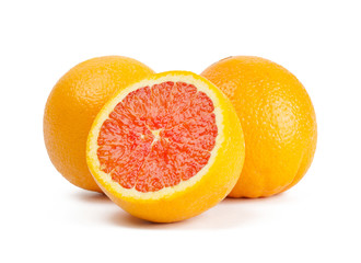 fresh blood orange isolated on white background.