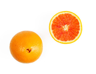 fresh blood orange isolated on white background.