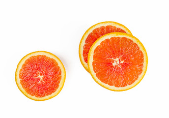 fresh blood orange isolated on white background.