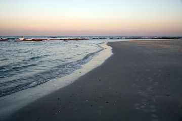 Fototapeta na wymiar Beach at sundown, Caesarea, Israel