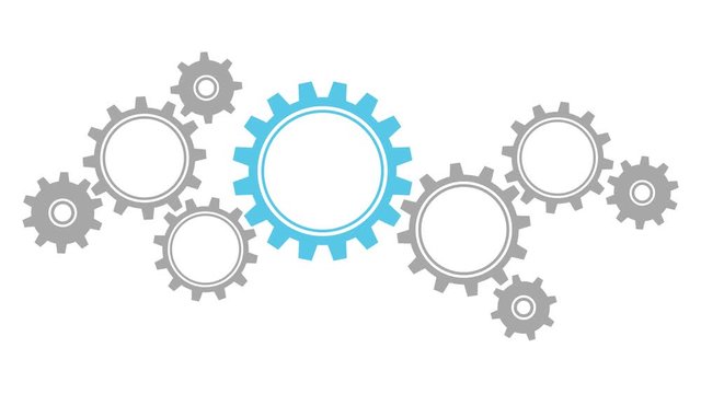 Drehende Zahnr&auml;der Gro&szlig; & Klein  Blau/Grau