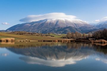 Distant view of Mount Olympus, the highest mountain of Greece and  home of the ancient Greek gods