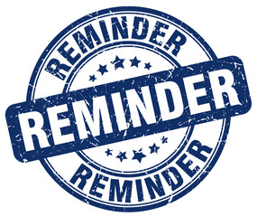 reminder blue grunge round vintage rubber stamp