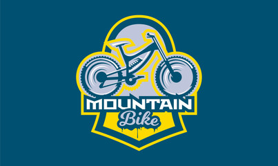 Fototapeta na wymiar The emblem of the mountain bike. Sport bike logo. Sport bicycle, downhill, mtb, bmx, race, extreme. Vector illustration