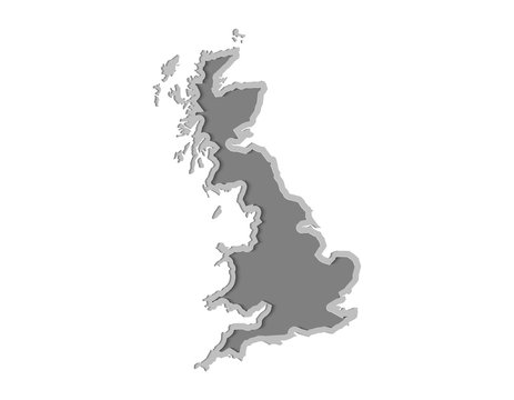England map paper cut vector illustration, country isolated on a white background.