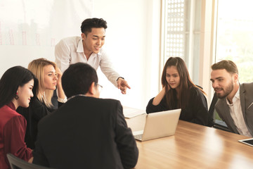 Business people talking or brainstorm in office meeting workshop.