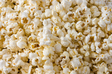 texture of roasted popcorn. fast food, movie theater.
