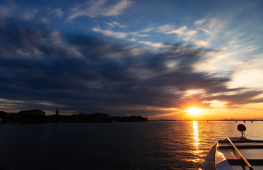 Fototapeta na wymiar Sunset in the Venetian Lagoon, Italy