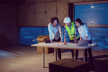 business people in group, architect and engineer on construction site