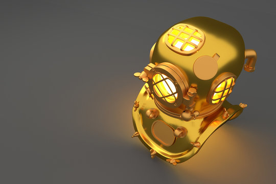 3D gold scuba helmet
