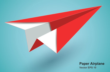 red paper airplane icon - vector EPS10
