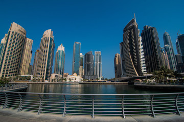 Fototapeta na wymiar DUBAI, UNITED ARAB EMIRATES - October, 2018: Dubai Marina skyline at United Arab Emirates