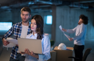 business people in group, architect and engineer on construction site