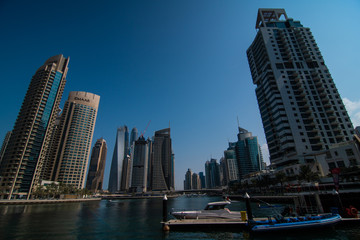 Fototapeta na wymiar DUBAI, UNITED ARAB EMIRATES - October, 2018: Dubai Marina skyline at United Arab Emirates