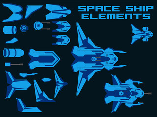 Vector Video Game Spaceship Creator Kit