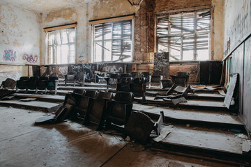 Destroyed conferenz room in a abandoned house