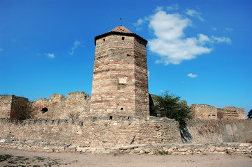 Fortress tower of the medieval ackerman fortress. Belgorod Dnestrovsky, Odessa region, Ukraine