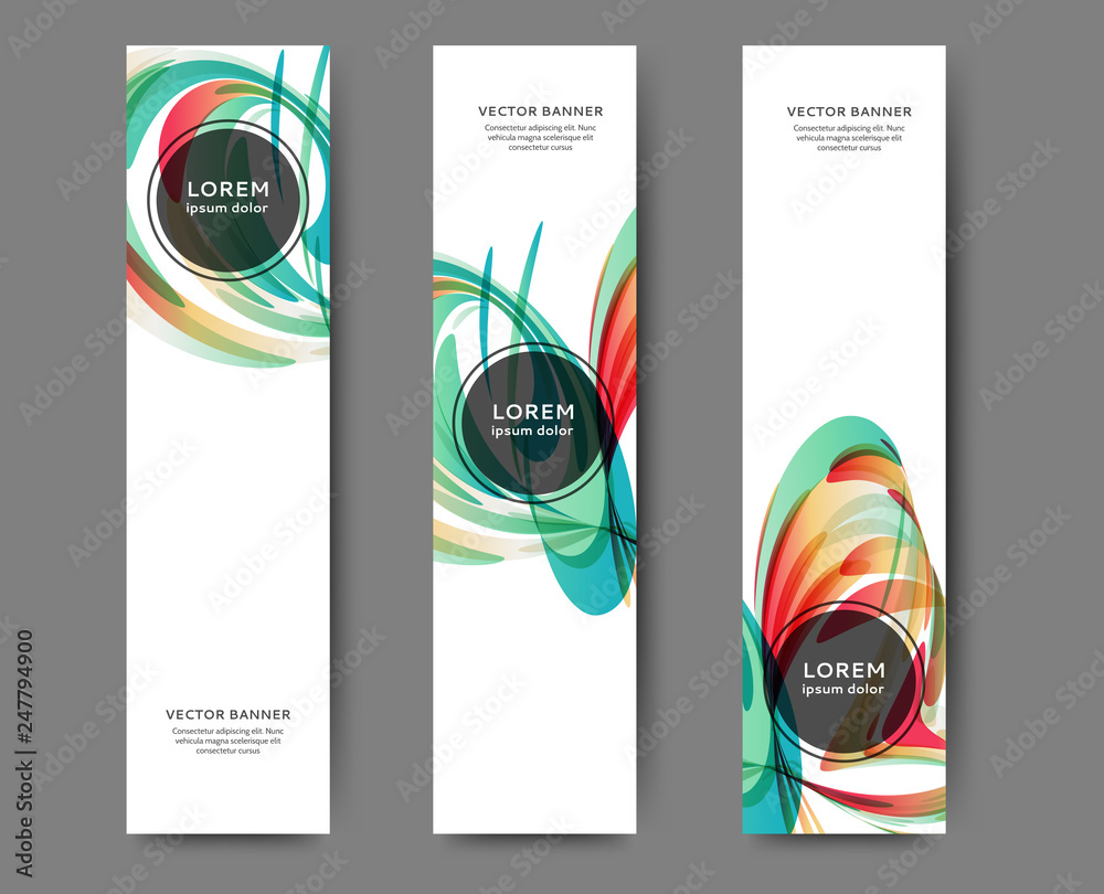 Wall mural set of web banner templates with abstract lines and waves