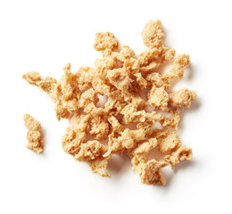 Heap of soya chunks isolated on white, from above