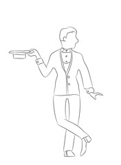 vector illustration of a man with hat drawing lines