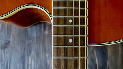 acoustic guitar . closeup