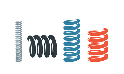 Spiral spring set. Isolated spiral spring on white background