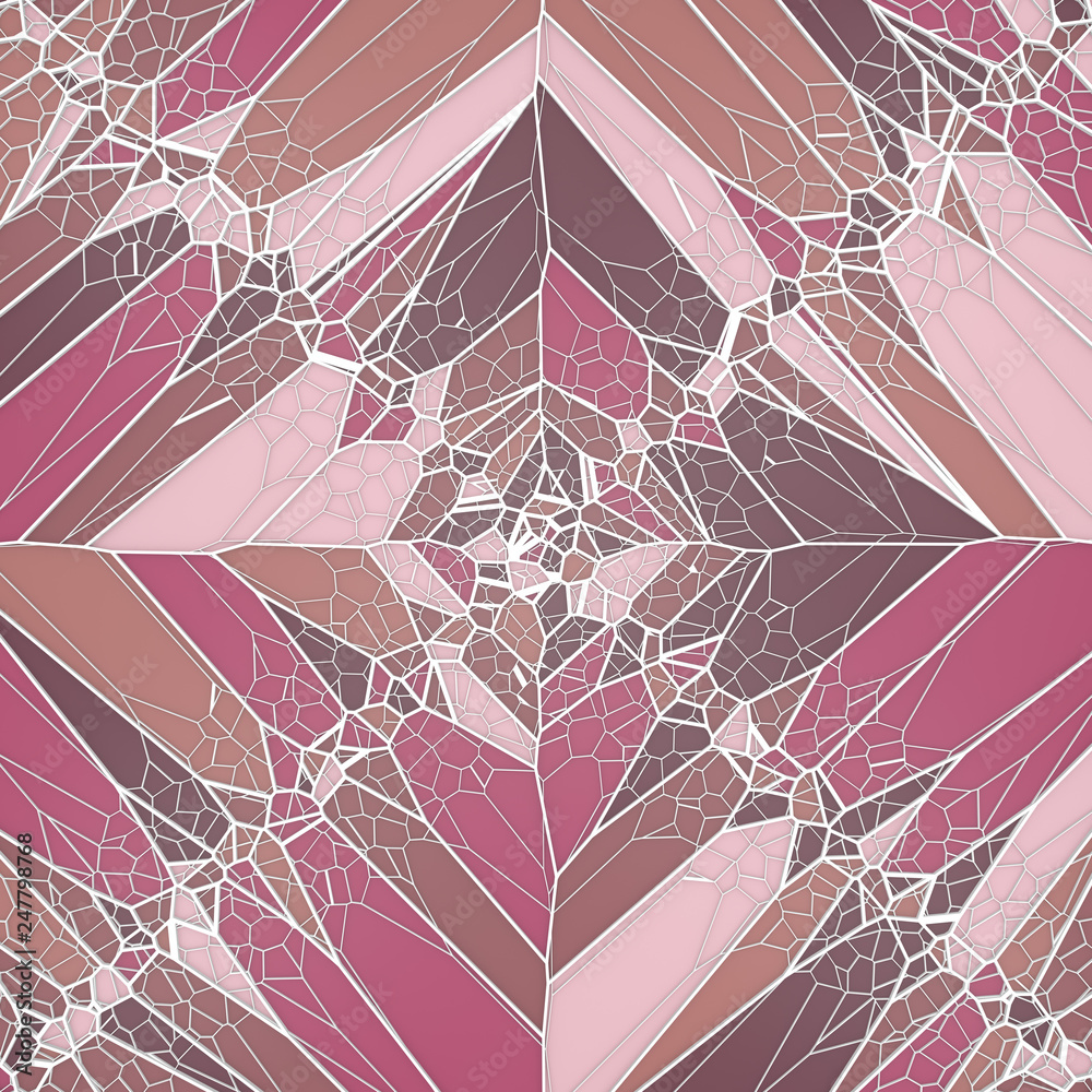 Aufkleber Abstract geometrical concept voronoi low poly tesselated pattern. 3d rendering