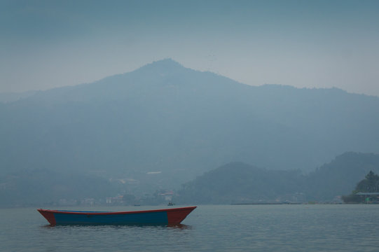 Phewa lake. Pokhara, Nepal with Annapurna range in background. - Powered by Adobe