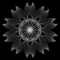 Mandala. For Design, Greeting Card, Invitation, Coloring Book. Arabic, Indian, Motifs. Vector Illustration. Black white grey color.