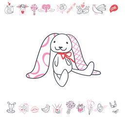 Collection of hand drawn Valentine day doodle. Valentine's day special pack design elements sets. Perfect for invitation cards and page decoration.