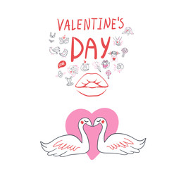 Collection of hand drawn Valentine day doodle. Valentine's day special pack design elements sets. Perfect for invitation cards and page decoration.