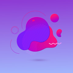 Trendy abstract background with the most popular color proton purple. Gradient shapes with geometric lines, dots. Fluid gradient shapes composition. Futuristic design posters