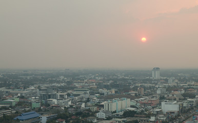 fog pollution in city of cityscape thailand