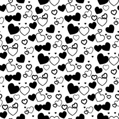 Fototapeta premium Heart background - seamless heart shape texture. Love vector.
